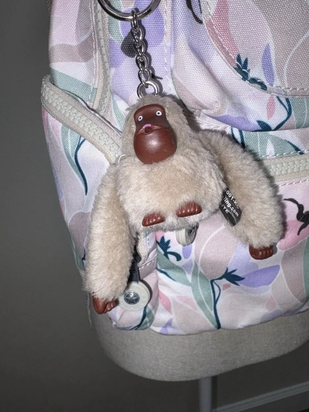 Kipling Women’s Pink Floral Pastel Backpack with Monkey Charm